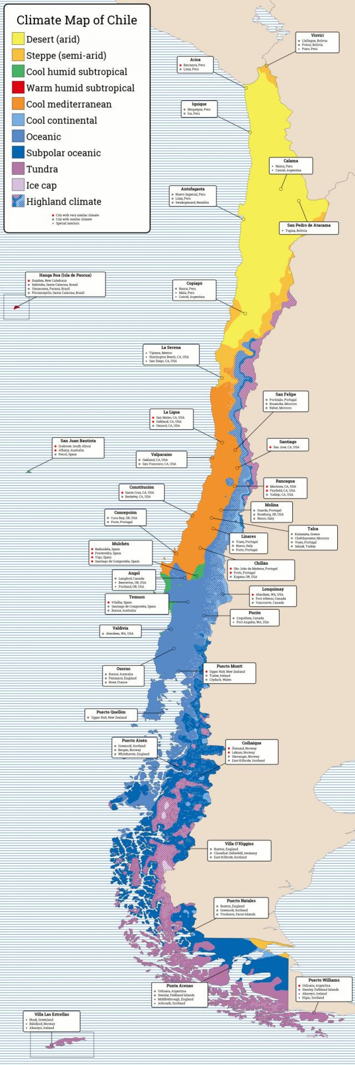 Карта Чилі клімату