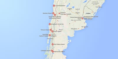 Карта аеропортів в Чилі
